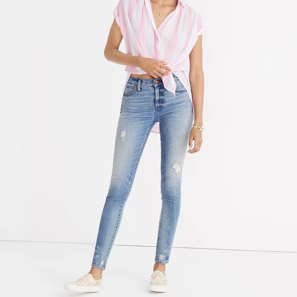Madewell 9” High-Rise Skinny Jeans Destructed Hem Edition Plus Size 32